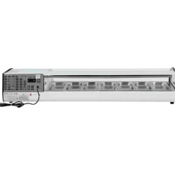 VEVOR Sushi Display Case Refrigerator, 2.5 Cu.ft Commercial Sushi Case, 7-Pan Countertop  Showcase with Curved Glass, LED Lighting, and Digital Temperature Control, for Sushi-Bar, Restaurant, Store