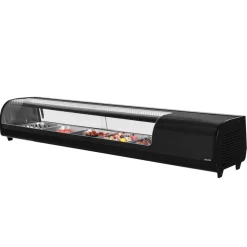 VEVOR Sushi Display Case Refrigerator, 2.9 Cu.ft Commercial Sushi Case, 5-Pan Countertop Showcase with Curved Glass, LED Lighting, and Digital Temperature Control, for Sushi-Bar, Restaurant, Store