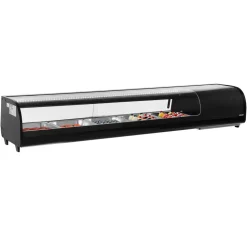 VEVOR Sushi Display Case Refrigerator, 2.9 Cu.ft Commercial Sushi Case, 5-Pan Countertop Showcase with Curved Glass, LED Lighting, and Digital Temperature Control, for Sushi-Bar, Restaurant, Store