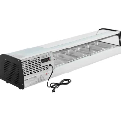 VEVOR Sushi Display Case Refrigerator, 2.2 Cu.ft Commercial Sushi Case, 6-Pan Countertop Showcase with Curved Glass, LED Lighting, and Digital Temperature Control, for Sushi-Bar, Restaurant, Store