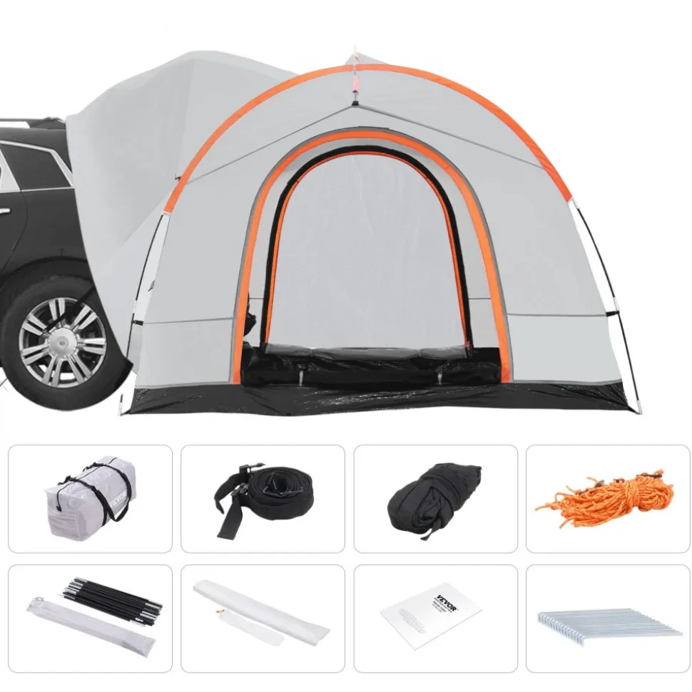 VEVOR SUV Camping Tent, 8'-8' SUV Tent Attachment for Camping with Rain Layer and Carry Bag, PU2000mm Double Layer Truck Tent, Accommodate 6-8 Person, Rear Tent for Van Hatch Tailgate