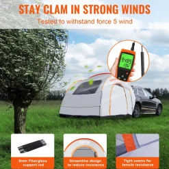 VEVOR SUV Camping Tent, 8'-8' SUV Tent Attachment for Camping with Rain Layer and Carry Bag, PU2000mm Double Layer Truck Tent, Accommodate 6-8 Person, Rear Tent for Van Hatch Tailgate