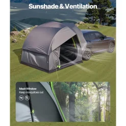 VEVOR SUV Tent for Camping, 8FT L x 8FT W, Waterproof PU2000mm Spacious Double Layer Design for 5-8 Person, SUV Camping Tent with Mesh Windows, Includes Rainfly & Storage Bag, for Outdoor Activities