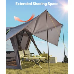 VEVOR SUV Tent for Camping, 10FT L x 10FT W, Waterproof PU2000mm Spacious Double Layer Design for 5-8 Person, SUV Camping Tent with Shade Awning and Mesh Windows, Includes Rainfly and Storage Bag