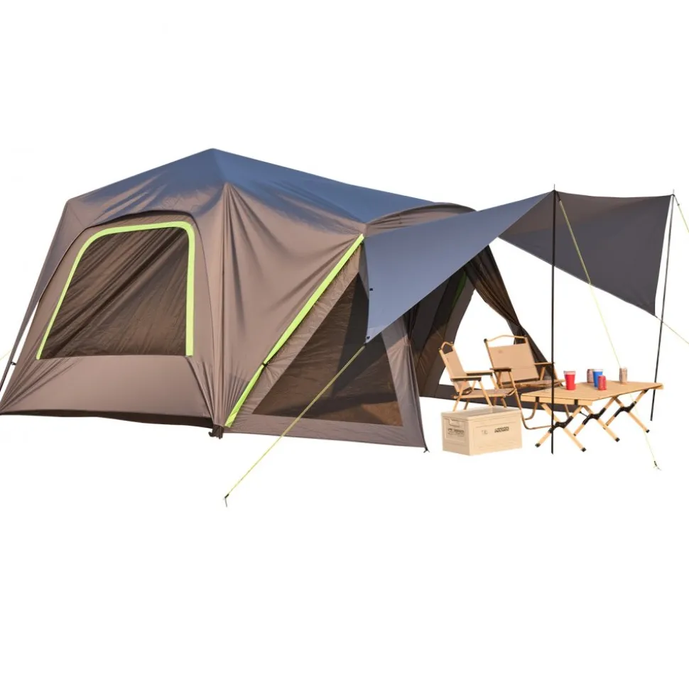 VEVOR SUV Tent for Camping, 10FT L x 10FT W, Waterproof PU2000mm Spacious Double Layer Design for 5-8 Person, SUV Camping Tent with Shade Awning and Mesh Windows, Includes Rainfly and Storage Bag