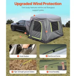 VEVOR SUV Tent for Camping, 10FT L x 8FT W, Waterproof PU2000mm Spacious Double Layer Design for 5-8 Person, SUV Camping Tent with Mesh Windows, Includes Rainfly & Storage Bag, for Outdoor Activities