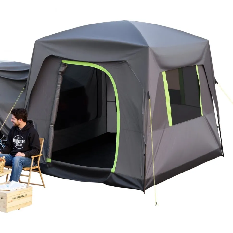 VEVOR SUV Tent for Camping, 10FT L x 8FT W, Waterproof PU2000mm Spacious Double Layer Design for 5-8 Person, SUV Camping Tent with Mesh Windows, Includes Rainfly & Storage Bag, for Outdoor Activities