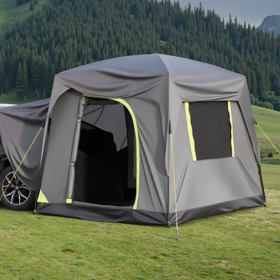 VEVOR SUV Tent for Camping, 10FT L x 8FT W, Waterproof PU2000mm Spacious Double Layer Design for 5-8 Person, SUV Camping Tent with Mesh Windows, Includes Rainfly & Storage Bag, for Outdoor Activities