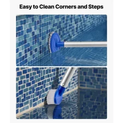 VEVOR Swimming Pool Cleaning Kit, Includes 2 Detachable Brush Heads (20 Inch / 5.5 Inch) and 2 Pool Skimmer Nets, 4-in-1 Inground/Above Ground Pools Cleaning Tools Set for Leaf, Fine Mesh, No Poles