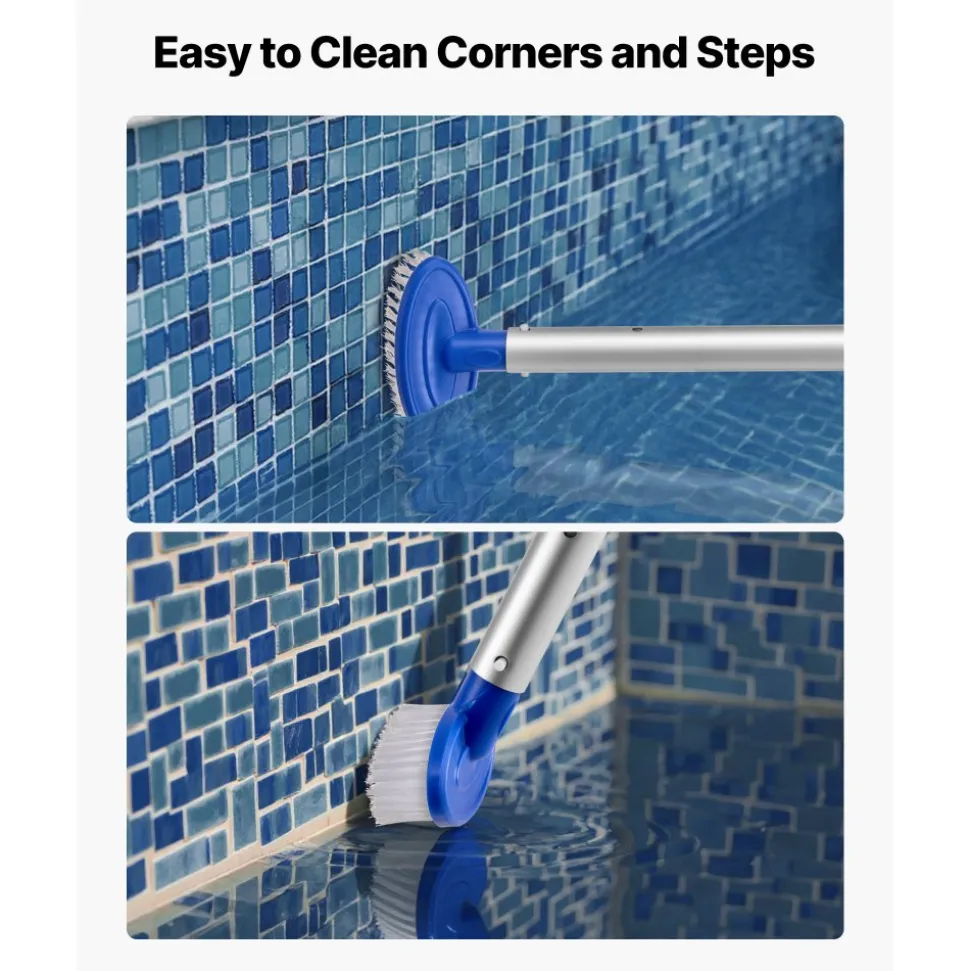 VEVOR Swimming Pool Cleaning Kit, Includes 2 Detachable Brush Heads (20 Inch / 5.5 Inch) and 2 Pool Skimmer Nets, 4-in-1 Inground/Above Ground Pools Cleaning Tools Set for Leaf, Fine Mesh, No Poles