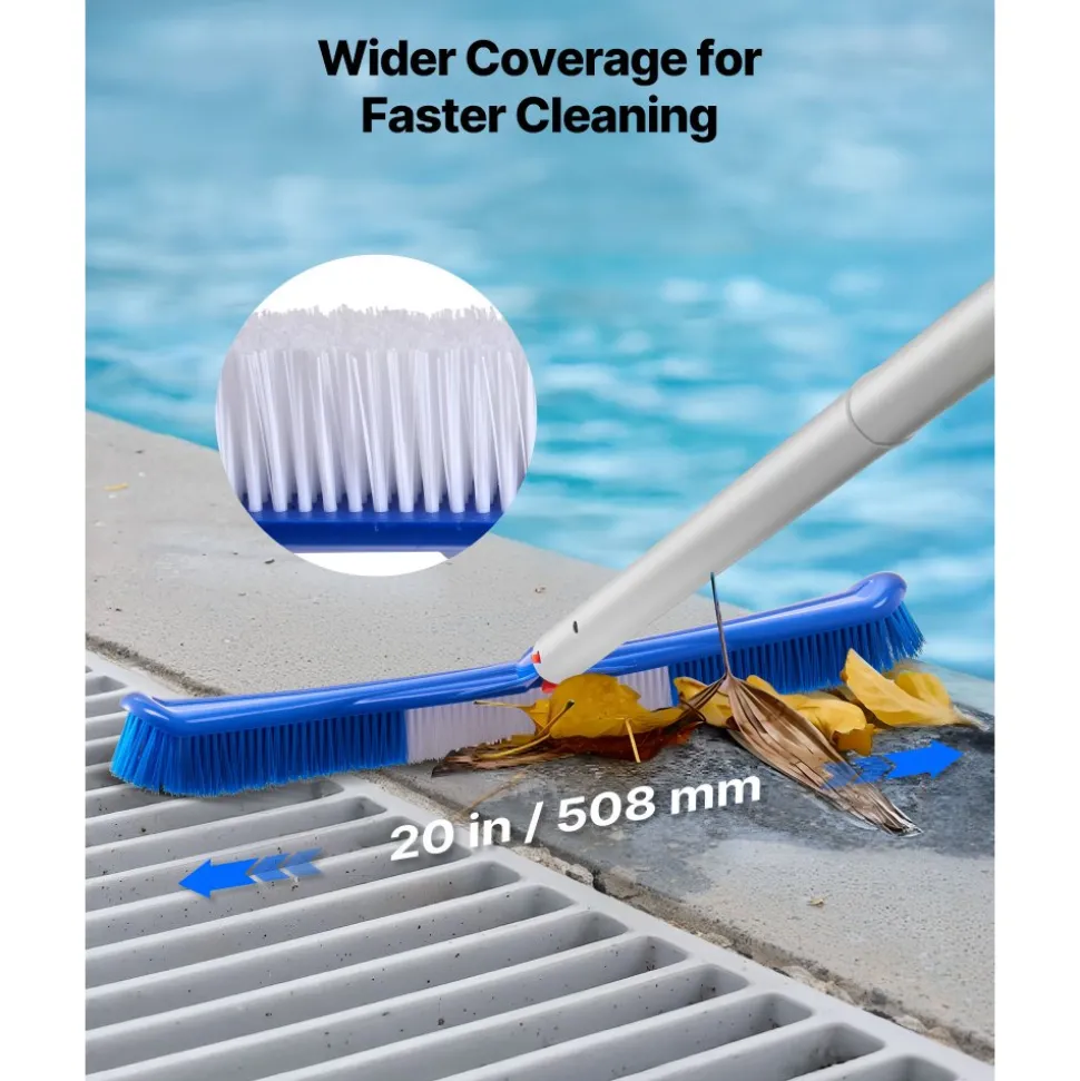 VEVOR Swimming Pool Cleaning Kit, Includes 2 Detachable Brush Heads (20 Inch / 5.5 Inch) and 2 Pool Skimmer Nets, 4-in-1 Inground/Above Ground Pools Cleaning Tools Set for Leaf, Fine Mesh, No Poles