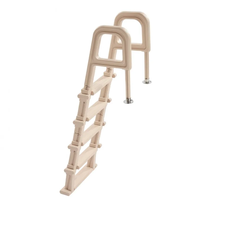 VEVOR Swimming Pool Ladder, Inclined 5-Step Double Handrails Stair, Non-slip Wide Step, 300 lbs Load Capacity, for 48-54 in Inground & Above-ground Pools, Any Deck Surface, Indoor & Outdoor, Taupe