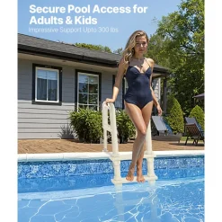 VEVOR Swimming Pool Ladder, 75°Inclined 5-Step Double Handrails Stair, Non-slip Heavy Duty Steps, Load Capacity 300 lb, for 48-54 In Inground & Above-ground Pools of Any Deck Surface Indoor & Outdoor