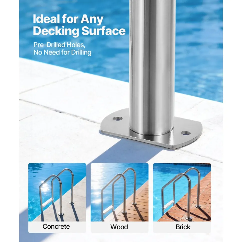 VEVOR Swimming Pool Ladder, 3-Step Stairs with Double Handrails, Non-slip Heavy Duty Wide Steps, Stainless Steel Frame, 265 lbs Capacity for 48-54 in Inground Pools Entry/Exits, Indoor & Outdoor
