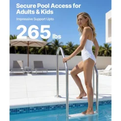 VEVOR Swimming Pool Ladder, 3-Step Stairs with Double Handrails, Non-slip Heavy Duty Wide Steps, Stainless Steel Frame, 265 lbs Capacity for 48-54 in Inground Pools Entry/Exits, Indoor & Outdoor