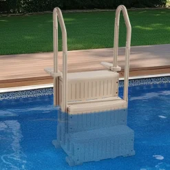 VEVOR Swimming Pool Ladder, 3-Step Double Handrails Stairs with Non-slip Heavy Duty Steps, Max Load Capacity 400 lbs, for 36-48 Inch Inground & Above-ground Pools of Any Decking Surface, Taupe