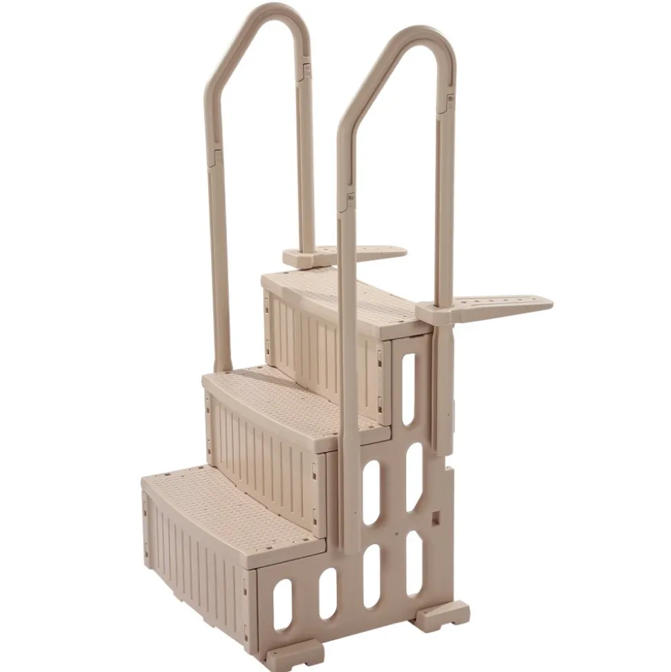 VEVOR Swimming Pool Ladder, 3-Step Double Handrails Stairs with Non-slip Heavy Duty Steps, Max Load Capacity 400 lbs, for 36-48 Inch Inground & Above-ground Pools of Any Decking Surface, Taupe