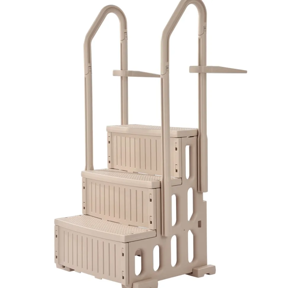 VEVOR Swimming Pool Ladder, 3-Step Double Handrails Stairs with Non-slip Heavy Duty Steps, Max Load Capacity 400 lbs, for 36-48 Inch Inground & Above-ground Pools of Any Decking Surface, Taupe
