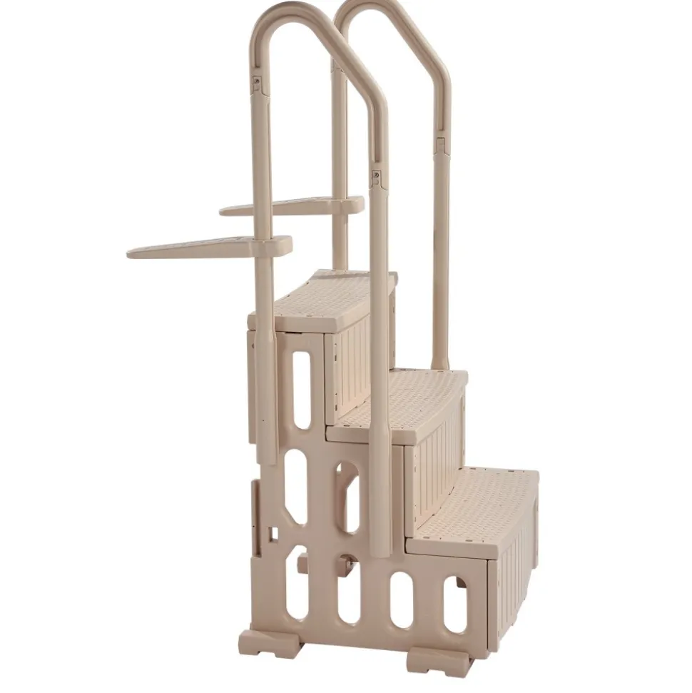 VEVOR Swimming Pool Ladder, 3-Step Double Handrails Stairs with Non-slip Heavy Duty Steps, Max Load Capacity 400 lbs, for 36-48 Inch Inground & Above-ground Pools of Any Decking Surface, Taupe