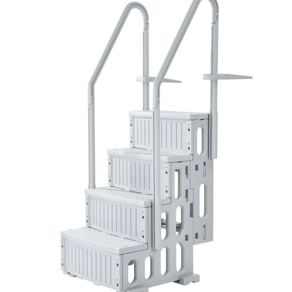 VEVOR Swimming Pool Ladder, 4-Step Double Handrails Stairs with Non-slip Heavy Duty Steps, Reliable 400 lbs Max Load Capacity, for 48-54 In Inground & Above-ground Pools of Any Decking Surface, Grey