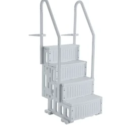 VEVOR Swimming Pool Ladder, 4-Step Double Handrails Stairs with Non-slip Heavy Duty Steps, Reliable 400 lbs Max Load Capacity, for 48-54 In Inground & Above-ground Pools of Any Decking Surface, Grey