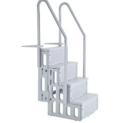 VEVOR Swimming Pool Ladder, 4-Step Double Handrails Stairs with Non-slip Heavy Duty Steps, Reliable 400 lbs Max Load Capacity, for 48-54 In Inground & Above-ground Pools of Any Decking Surface, Grey