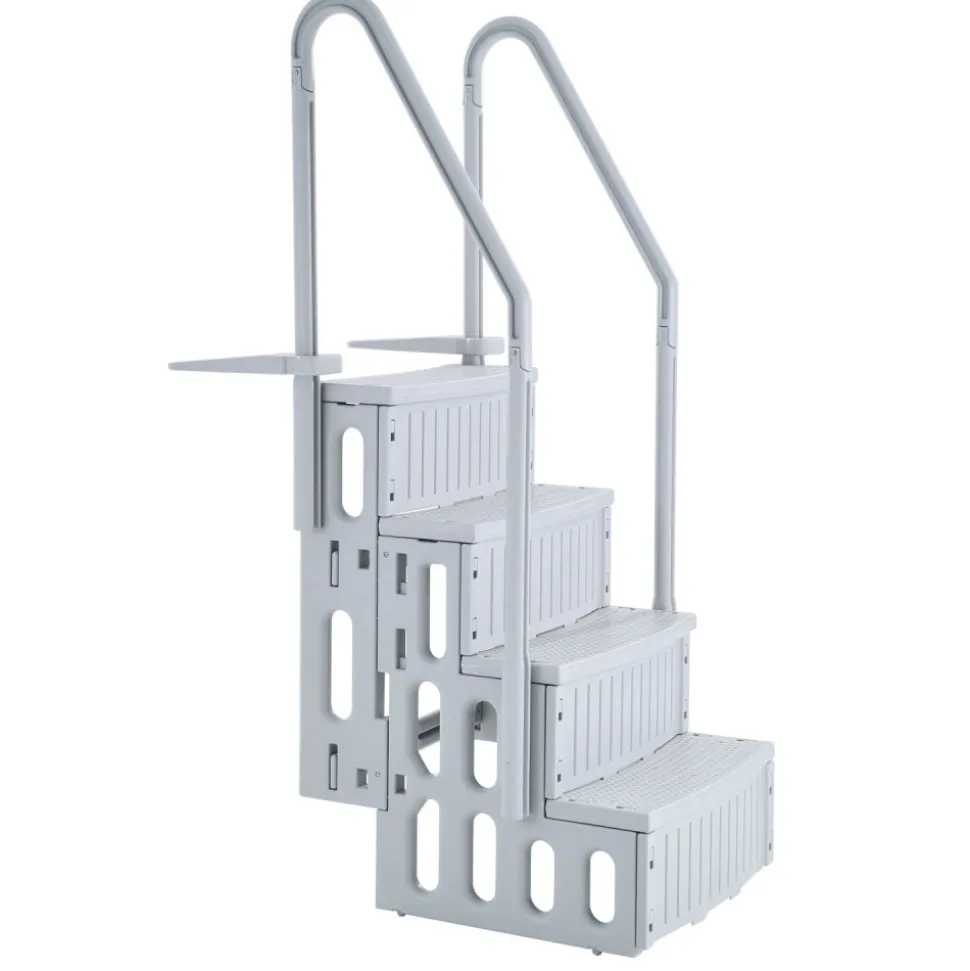 VEVOR Swimming Pool Ladder, 4-Step Double Handrails Stairs with Non-slip Heavy Duty Steps, Reliable 400 lbs Max Load Capacity, for 48-54 In Inground & Above-ground Pools of Any Decking Surface, Grey