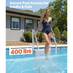 VEVOR Swimming Pool Ladder, 4-Step Double Handrails Stairs with Non-slip Heavy Duty Steps, Reliable 400 lbs Max Load Capacity, for 48-54 In Inground & Above-ground Pools of Any Decking Surface, Grey