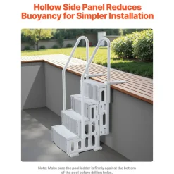 VEVOR Swimming Pool Ladder, 4-Step Double Handrails Stairs with Non-slip Heavy Duty Steps, Reliable 400 lbs Max Load Capacity, for 48-54 In Inground & Above-ground Pools of Any Decking Surface, Grey