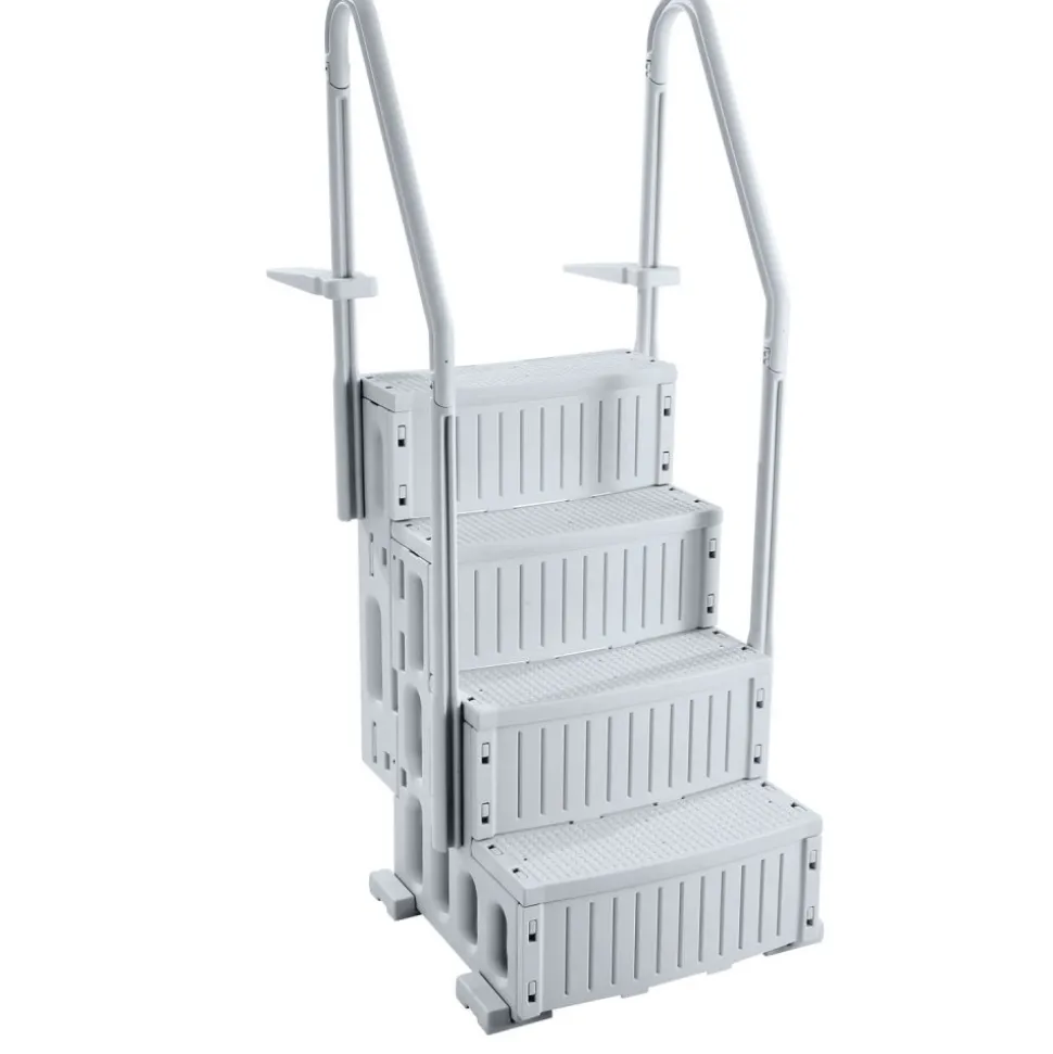 VEVOR Swimming Pool Ladder, 4-Step Double Handrails Stairs with Non-slip Heavy Duty Steps, Reliable 400 lbs Max Load Capacity, for 48-54 In Inground & Above-ground Pools of Any Decking Surface, Grey