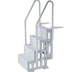 VEVOR Swimming Pool Ladder, 4-Step Double Handrails Stairs with Non-slip Heavy Duty Steps, Reliable 400 lbs Max Load Capacity, for 48-54 In Inground & Above-ground Pools of Any Decking Surface, Grey