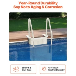 VEVOR Swimming Pool Ladder, 4-Step Double Handrails Stairs with Non-slip Heavy Duty Steps, Max Load Capacity 400 lbs, for 48-54 In Inground & Above-ground Pools of Any Decking Surface, Milk White