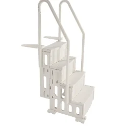 VEVOR Swimming Pool Ladder, 4-Step Double Handrails Stairs with Non-slip Heavy Duty Steps, Max Load Capacity 400 lbs, for 48-54 In Inground & Above-ground Pools of Any Decking Surface, Milk White