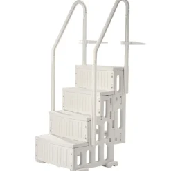 VEVOR Swimming Pool Ladder, 4-Step Double Handrails Stairs with Non-slip Heavy Duty Steps, Max Load Capacity 400 lbs, for 48-54 In Inground & Above-ground Pools of Any Decking Surface, Milk White