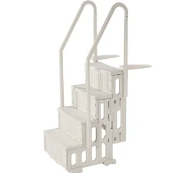 VEVOR Swimming Pool Ladder, 4-Step Double Handrails Stairs with Non-slip Heavy Duty Steps, Max Load Capacity 400 lbs, for 48-54 In Inground & Above-ground Pools of Any Decking Surface, Milk White