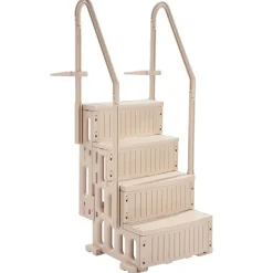 VEVOR Swimming Pool Ladder, 4-Step Double Handrails Stairs with Non-slip Heavy Duty Steps, Max Load Capacity 400 lbs, for 48-54 In Inground & Above-ground Pools of Any Decking Surface, Taupe