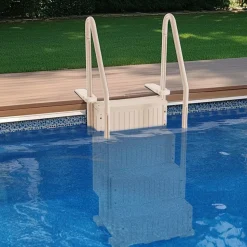 VEVOR Swimming Pool Ladder, 4-Step Double Handrails Stairs with Non-slip Heavy Duty Steps, Max Load Capacity 400 lbs, for 48-54 In Inground & Above-ground Pools of Any Decking Surface, Taupe