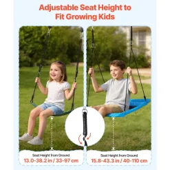 VEVOR Swing Set for Backyard, 45 x 30 in Swing Seat and Two Belt Seats, with Heavy Duty A-Frame Metal Stand, 700 lbs Load Capacity, Reinforced with Spiral Ground Anchors, Swingset Outdoor for Kids