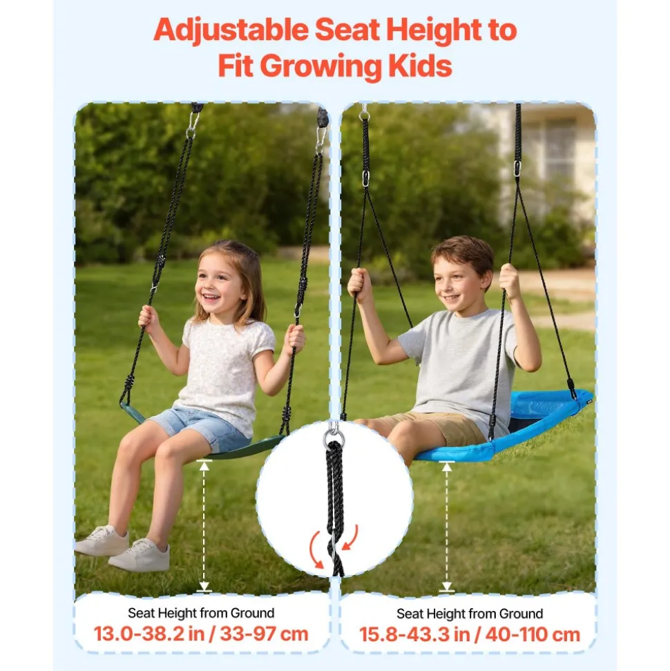 VEVOR Swing Set for Backyard, 45 x 30 in Swing Seat and Two Belt Seats, with Heavy Duty A-Frame Metal Stand, 700 lbs Load Capacity, Reinforced with Spiral Ground Anchors, Swingset Outdoor for Kids