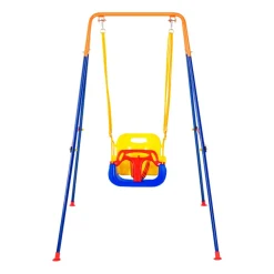 VEVOR Swing Sets for Backyard, 3-in-1 Toddler Swing Set with 4 Sandbags, Foldable Metal Stand, Easy to Assemble, Swingset Indoor/Outdoor for Kids 3-6 Years, Youth 6-10 Years and Teenagers 10+
