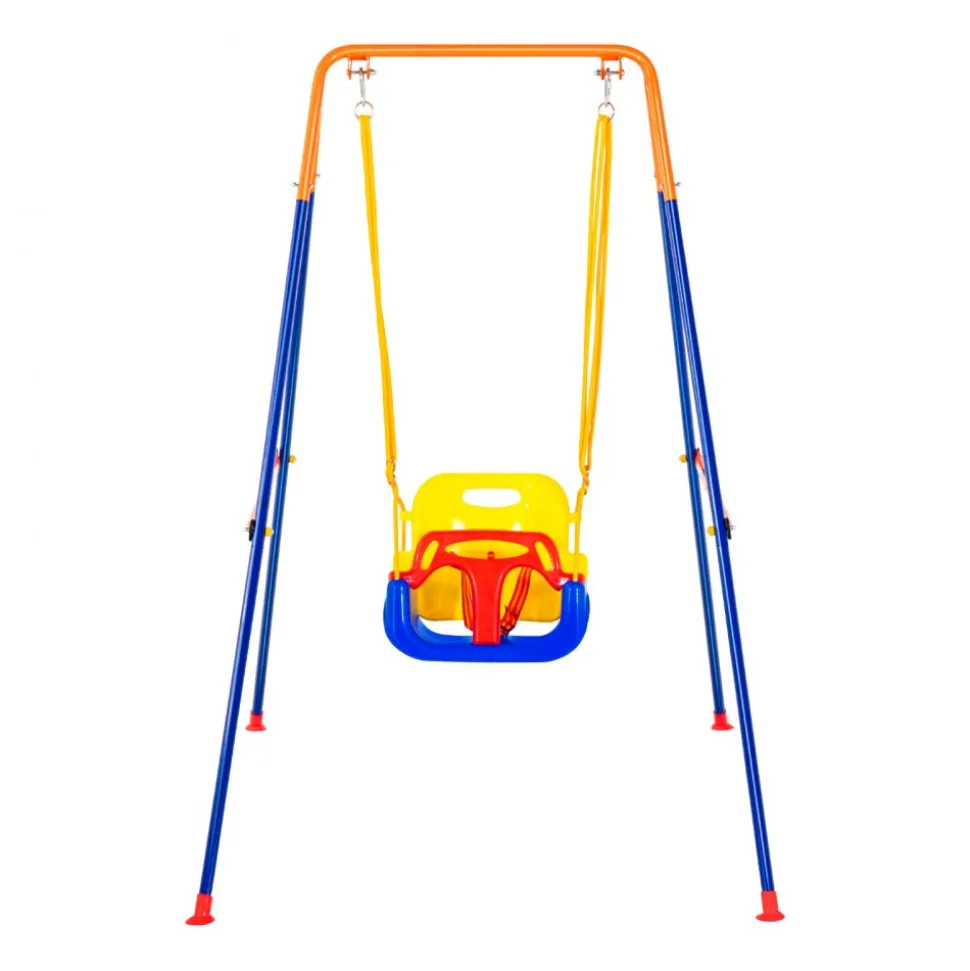 VEVOR Swing Sets for Backyard, 3-in-1 Toddler Swing Set with 4 Sandbags, Foldable Metal Stand, Easy to Assemble, Swingset Indoor/Outdoor for Kids 3-6 Years, Youth 6-10 Years and Teenagers 10+