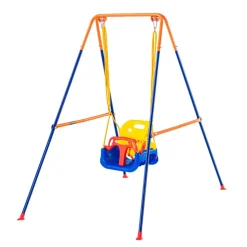 VEVOR Swing Sets for Backyard, 3-in-1 Toddler Swing Set with 4 Sandbags, Foldable Metal Stand, Easy to Assemble, Swingset Indoor/Outdoor for Kids 3-6 Years, Youth 6-10 Years and Teenagers 10+