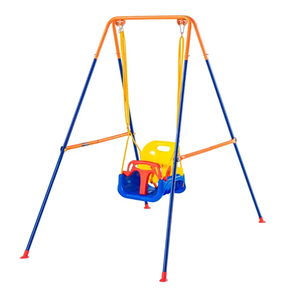 VEVOR Swing Sets for Backyard, 3-in-1 Toddler Swing Set with 4 Sandbags, Foldable Metal Stand, Easy to Assemble, Swingset Indoor/Outdoor for Kids 3-6 Years, Youth 6-10 Years and Teenagers 10+