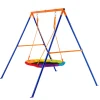 VEVOR Swing Sets for Backyard, 440lbs Load Capacity Swing Set, 40" Saucer Swing Seat with Heavy Duty A-Frame Metal Swing Stand and Adjustable Rope, Easy to Assemble, Swingset Outdoor for Kids