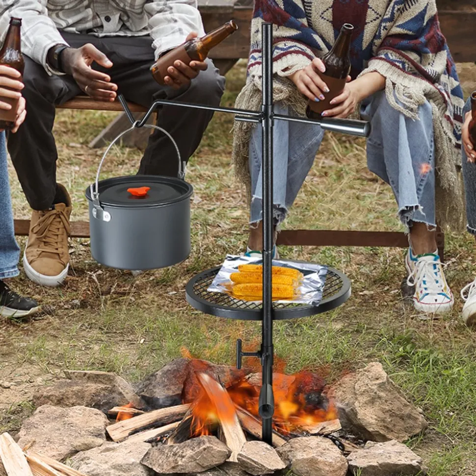 VEVOR Swivel Campfire Grill, Fire Pit Grill Grate over Fire Pits, Heavy Duty Steel Grill Grates, 360° Adjustable Open Fire Outdoor Cooking Equipment, Portable Camp Fire Racks for Camping Outdoor BBQ