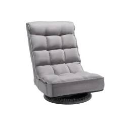 VEVOR Swivel Floor Gaming Chair, 360-Degree Rotating Floor Chair with 4 Adjustable Position Folding Backrest and Lumbar Support, Folding Video Reclining Sofa for Watching TV Reading Playing Game, Gray