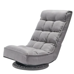VEVOR Swivel Floor Gaming Chair, 360-Degree Rotating Floor Chair with 4 Adjustable Position Folding Backrest and Lumbar Support, Folding Video Reclining Sofa for Watching TV Reading Playing Game, Gray