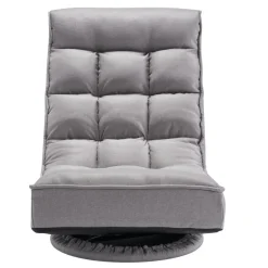 VEVOR Swivel Floor Gaming Chair, 360-Degree Rotating Floor Chair with 4 Adjustable Position Folding Backrest and Lumbar Support, Folding Video Reclining Sofa for Watching TV Reading Playing Game, Gray