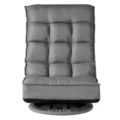 VEVOR Swivel Floor Gaming Chair, 360-Degree Rotating Floor Chair with 4 Adjustable Position Folding Backrest, Metal Frame with Recycled Foam and Linen Fabric, for Watching TV, Reading, Relaxing, Gray