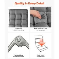 VEVOR Swivel Floor Gaming Chair, 360-Degree Rotating Floor Chair with 4 Adjustable Position Folding Backrest, Metal Frame with Recycled Foam and Linen Fabric, for Watching TV, Reading, Relaxing, Gray